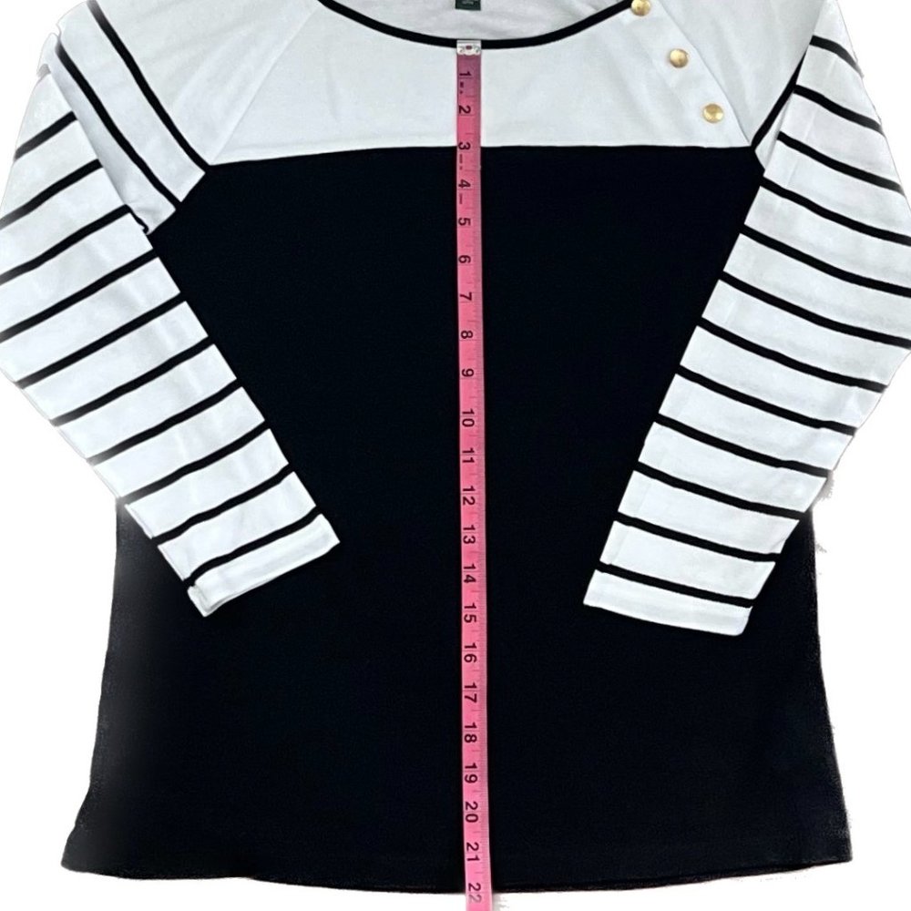 EUC Lauren Ralph Lauren Black & White Striped Top Size XL - Picture 10 of 10